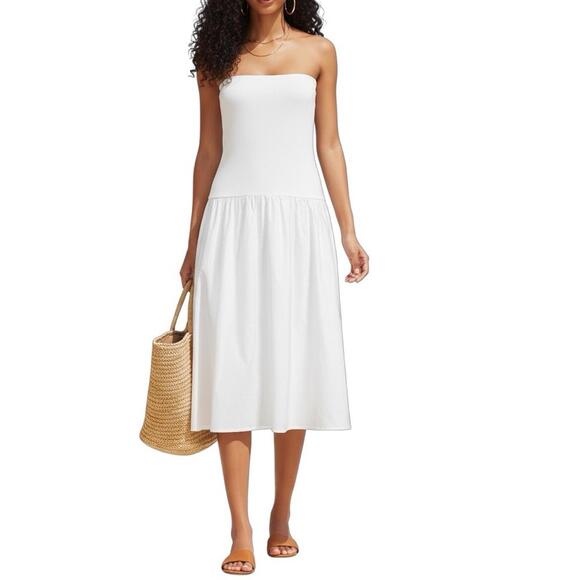 WeWoreWhat Dresses & Skirts - WeWoreWhat Ribbed Bandeau Midi Dress White S Strapless Fit & Flare